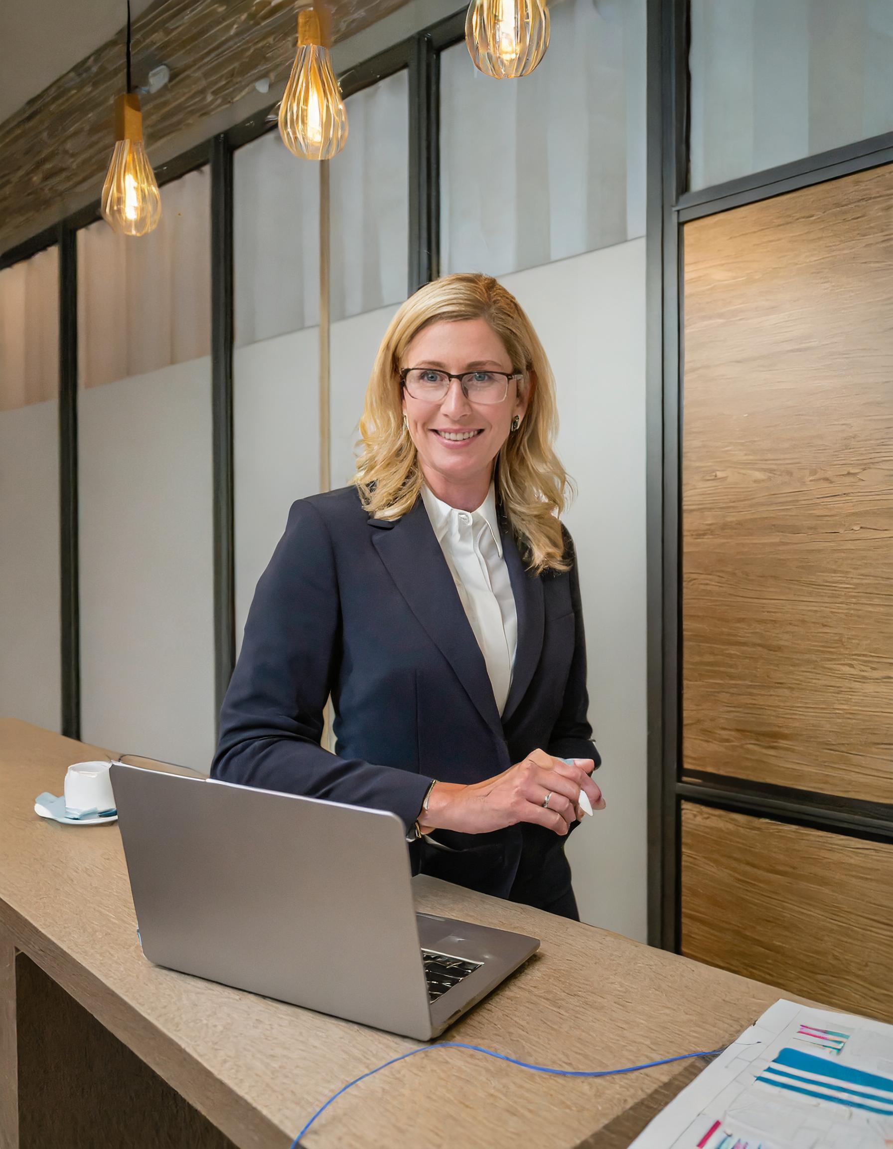 Elegante und klassische Steuerkanzlei Umgebung mit professionellen Beratern am Arbeitsplatz